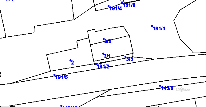 Parcela st. 3/1 v KÚ Bdeněves, Katastrální mapa