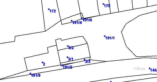 Parcela st. 3/2 v KÚ Bdeněves, Katastrální mapa