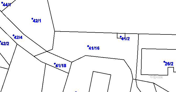 Parcela st. 41/16 v KÚ Bdeněves, Katastrální mapa