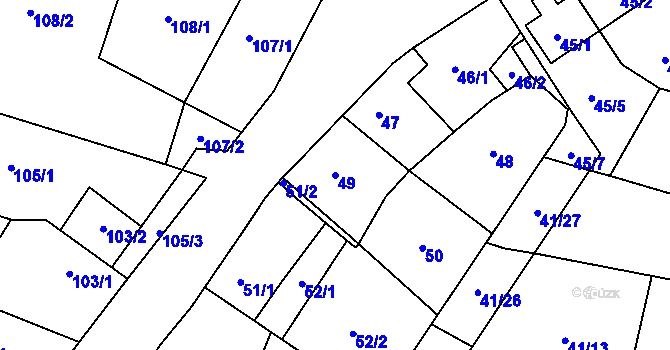 Parcela st. 49 v KÚ Bdeněves, Katastrální mapa