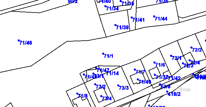 Parcela st. 71/1 v KÚ Bdeněves, Katastrální mapa