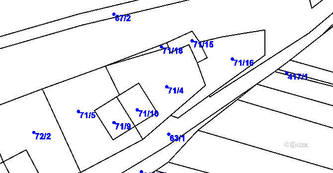 Parcela st. 71/4 v KÚ Bdeněves, Katastrální mapa