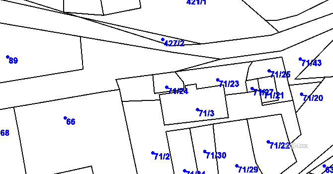 Parcela st. 71/24 v KÚ Bdeněves, Katastrální mapa