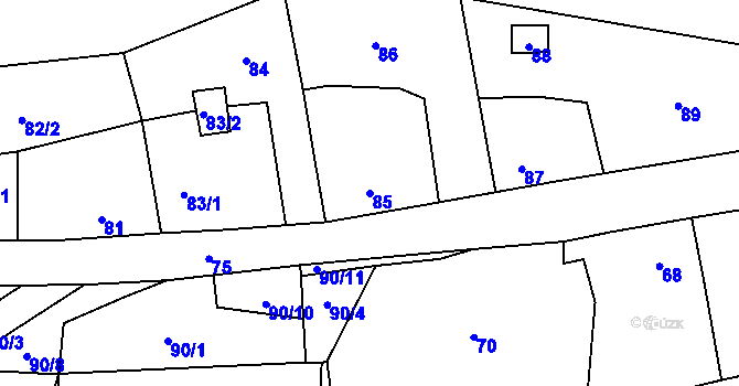 Parcela st. 85 v KÚ Bdeněves, Katastrální mapa