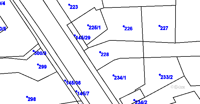 Parcela st. 228 v KÚ Bdeněves, Katastrální mapa