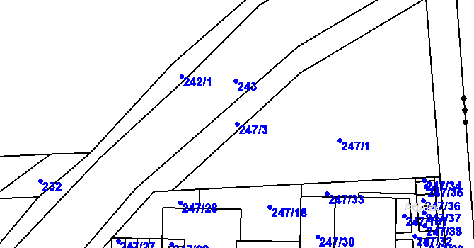 Parcela st. 247/3 v KÚ Bdeněves, Katastrální mapa