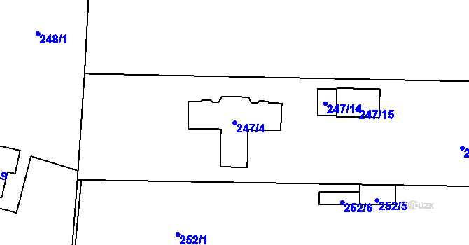 Parcela st. 247/4 v KÚ Bdeněves, Katastrální mapa