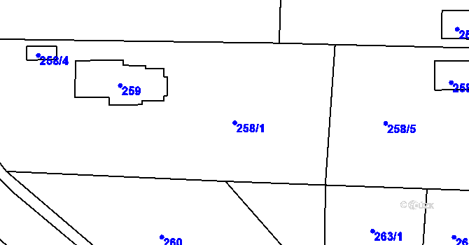 Parcela st. 258/1 v KÚ Bdeněves, Katastrální mapa
