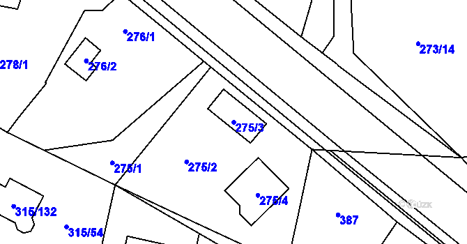 Parcela st. 275/3 v KÚ Bdeněves, Katastrální mapa