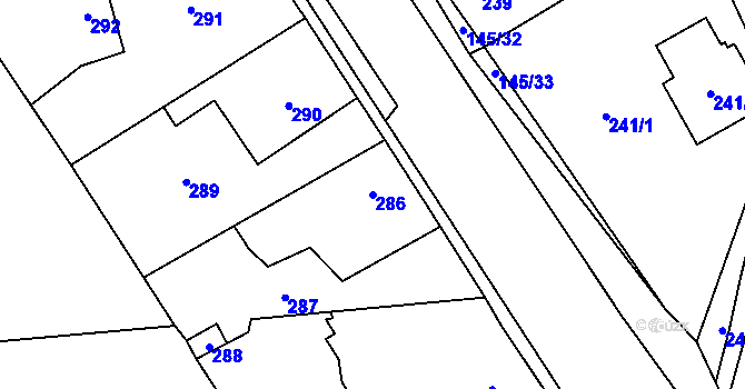 Parcela st. 286 v KÚ Bdeněves, Katastrální mapa