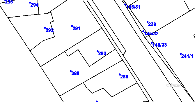 Parcela st. 290 v KÚ Bdeněves, Katastrální mapa