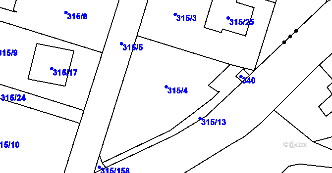 Parcela st. 315/4 v KÚ Bdeněves, Katastrální mapa