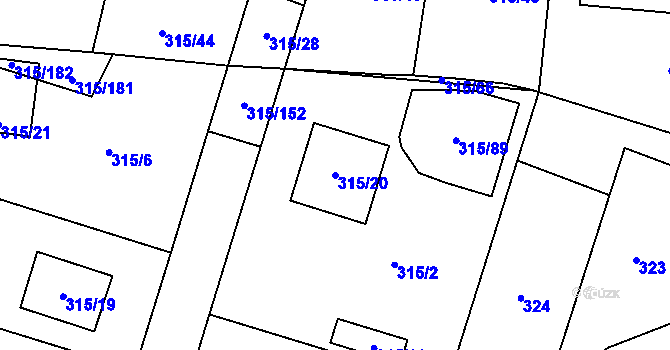 Parcela st. 315/20 v KÚ Bdeněves, Katastrální mapa