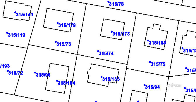 Parcela st. 315/74 v KÚ Bdeněves, Katastrální mapa