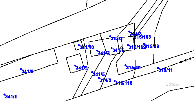 Parcela st. 341/2 v KÚ Bdeněves, Katastrální mapa