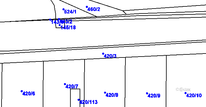 Parcela st. 420/3 v KÚ Bdeněves, Katastrální mapa