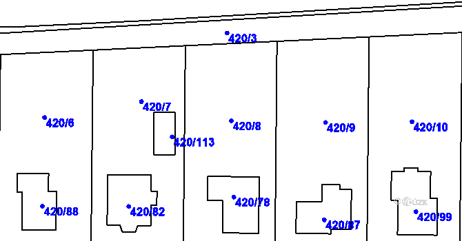 Parcela st. 420/8 v KÚ Bdeněves, Katastrální mapa