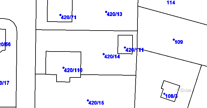 Parcela st. 420/14 v KÚ Bdeněves, Katastrální mapa