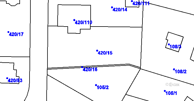 Parcela st. 420/15 v KÚ Bdeněves, Katastrální mapa