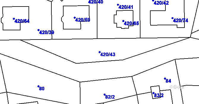 Parcela st. 420/43 v KÚ Bdeněves, Katastrální mapa
