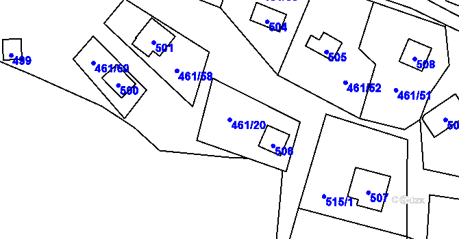 Parcela st. 461/20 v KÚ Bdeněves, Katastrální mapa