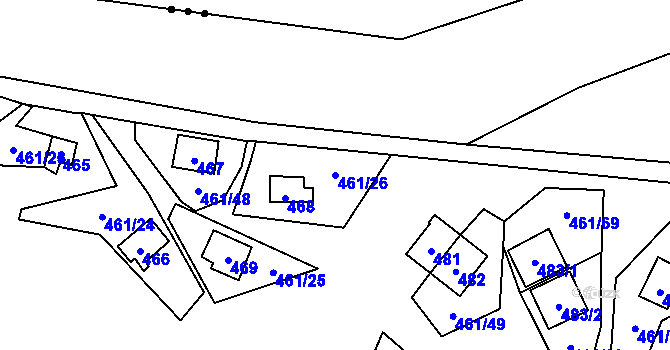Parcela st. 461/26 v KÚ Bdeněves, Katastrální mapa