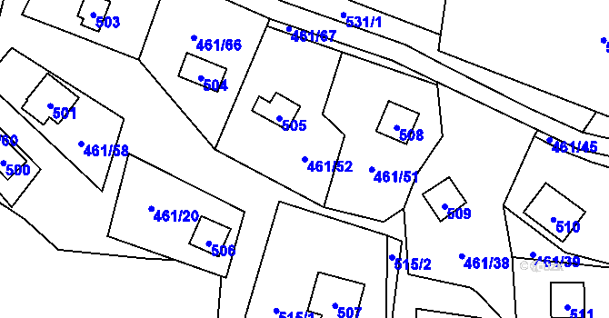 Parcela st. 461/52 v KÚ Bdeněves, Katastrální mapa