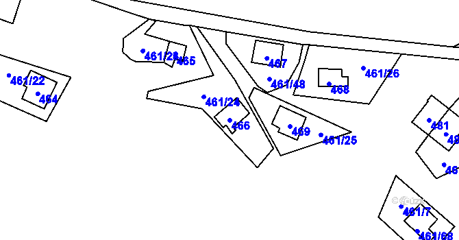 Parcela st. 466 v KÚ Bdeněves, Katastrální mapa