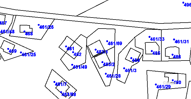 Parcela st. 483/1 v KÚ Bdeněves, Katastrální mapa