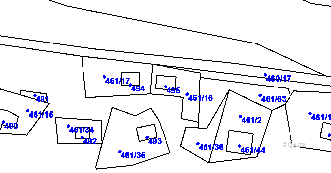 Parcela st. 495 v KÚ Bdeněves, Katastrální mapa