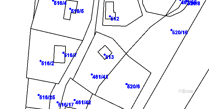 Parcela st. 513 v KÚ Bdeněves, Katastrální mapa