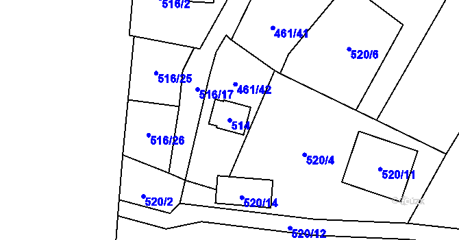 Parcela st. 514 v KÚ Bdeněves, Katastrální mapa