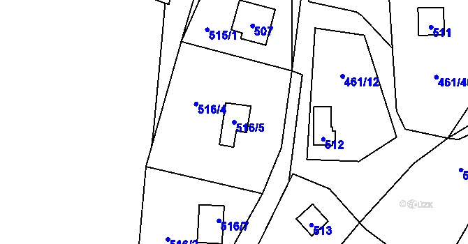 Parcela st. 516/5 v KÚ Bdeněves, Katastrální mapa