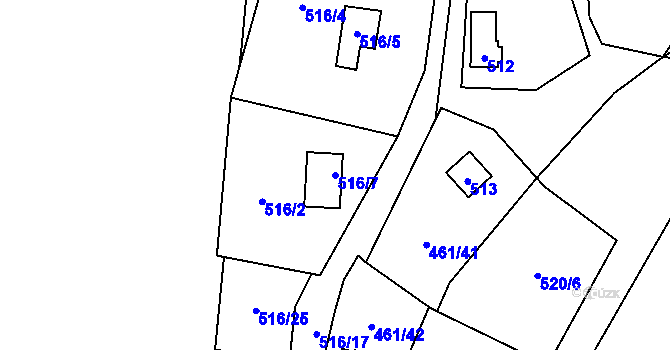 Parcela st. 516/7 v KÚ Bdeněves, Katastrální mapa