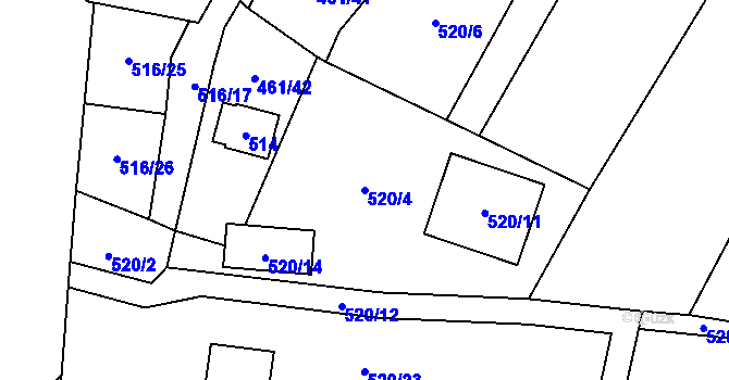 Parcela st. 520/4 v KÚ Bdeněves, Katastrální mapa