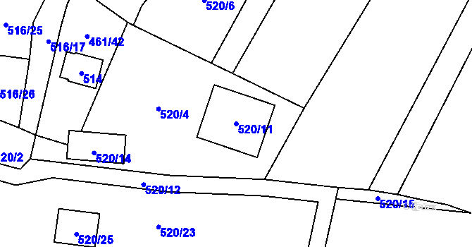 Parcela st. 520/11 v KÚ Bdeněves, Katastrální mapa