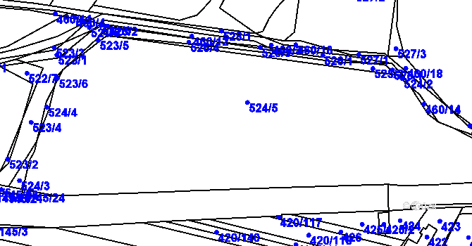 Parcela st. 524 v KÚ Bdeněves, Katastrální mapa