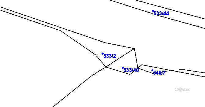 Parcela st. 533/2 v KÚ Bdeněves, Katastrální mapa