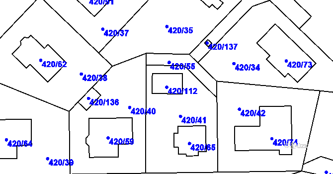 Parcela st. 420/112 v KÚ Bdeněves, Katastrální mapa