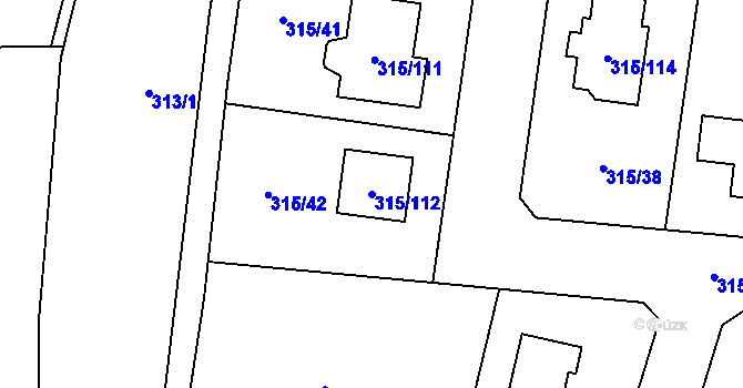 Parcela st. 315/112 v KÚ Bdeněves, Katastrální mapa