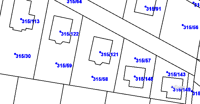 Parcela st. 315/121 v KÚ Bdeněves, Katastrální mapa