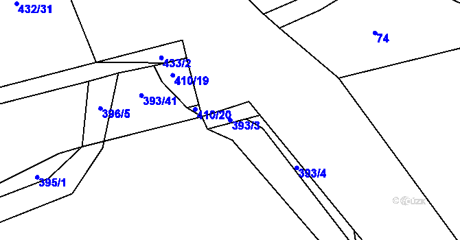 Parcela st. 393/3 v KÚ Bdeněves, Katastrální mapa