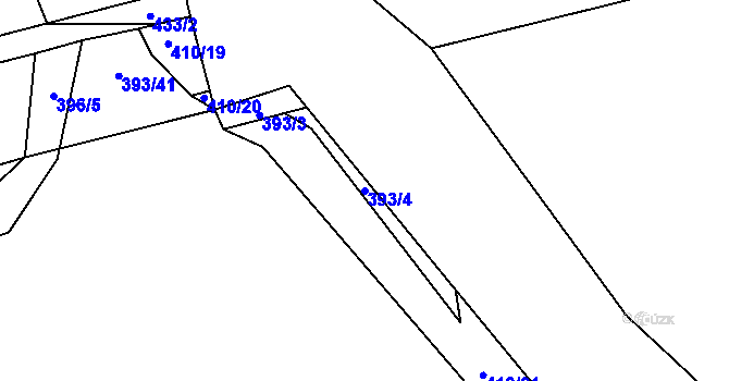 Parcela st. 393/4 v KÚ Bdeněves, Katastrální mapa