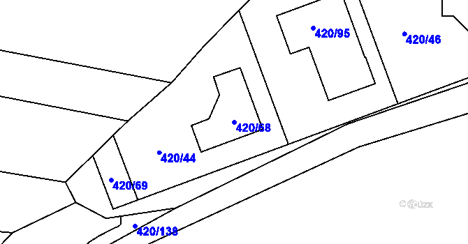 Parcela st. 420/68 v KÚ Bdeněves, Katastrální mapa