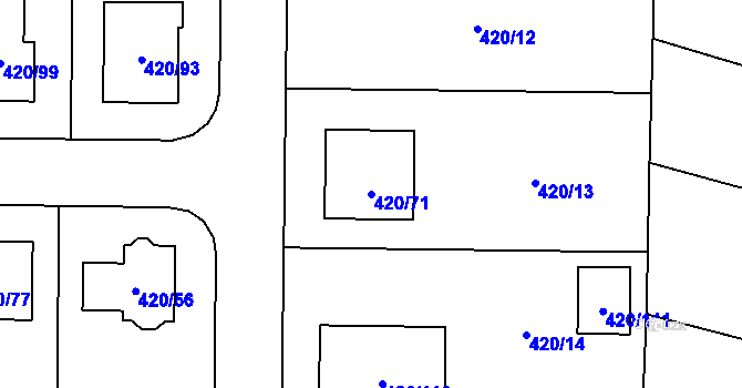 Parcela st. 420/71 v KÚ Bdeněves, Katastrální mapa