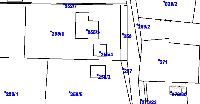 Parcela st. 255/4 v KÚ Bdeněves, Katastrální mapa