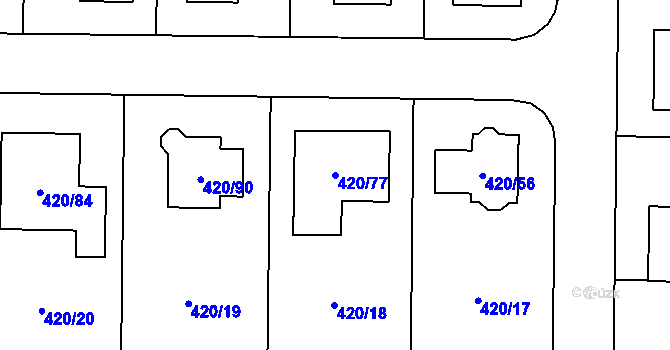 Parcela st. 420/77 v KÚ Bdeněves, Katastrální mapa