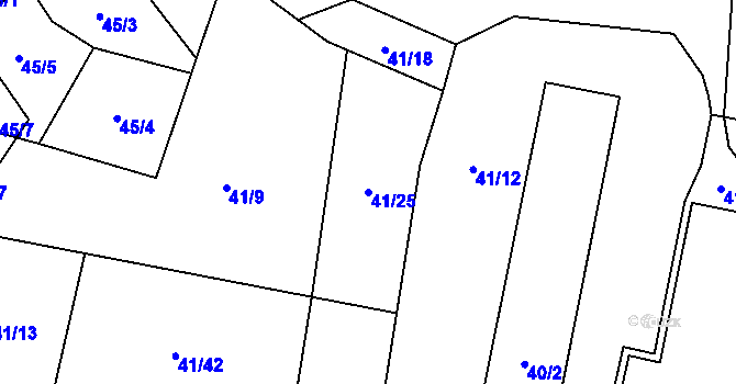 Parcela st. 41/25 v KÚ Bdeněves, Katastrální mapa