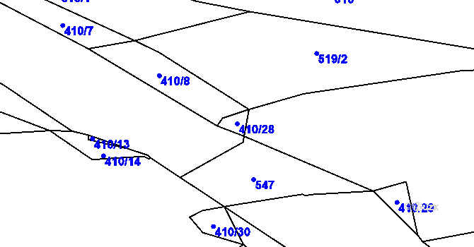Parcela st. 410/28 v KÚ Bdeněves, Katastrální mapa