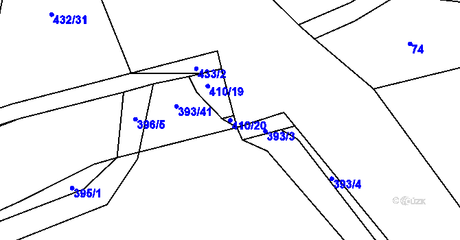 Parcela st. 410/20 v KÚ Bdeněves, Katastrální mapa